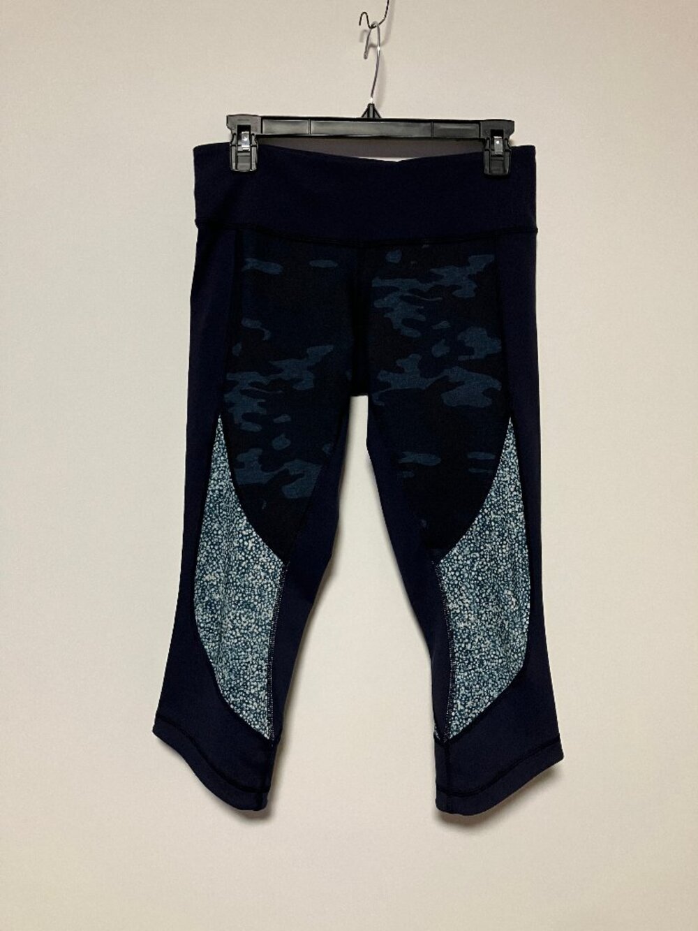Lululemon Wunder Under Crop Camo Leggings Blue Lotus Oil Slick Sashiko Patch 8
